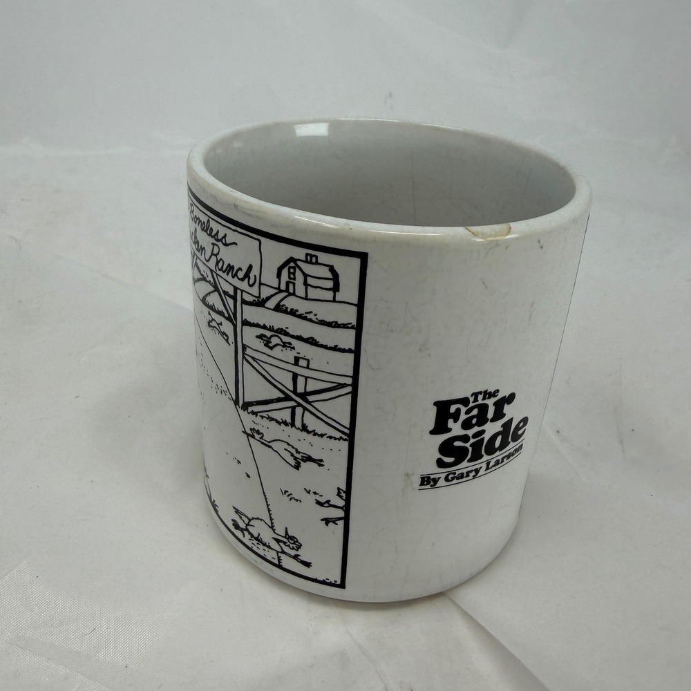 Vintage 1983 The Far Side Boneless Chicken Ranch Mug Gary Larson OZ Coffee Cup